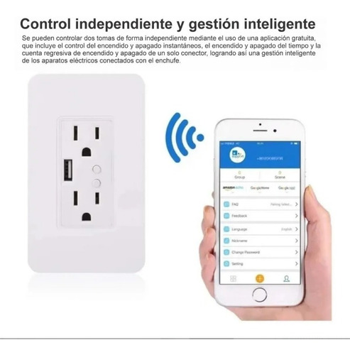 Imagen 3 de 9 de Tomacorriente Enchufe Wifi De Pared Tuya Alexa Google Usb