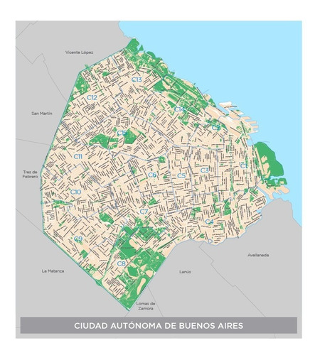 Mapa Lona Caba Ciudad De Buenos Aires 130 X 145cm Con Calles