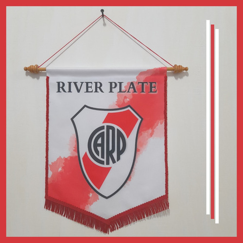 Banderín River Plate 28x38 Cm Tela Y Madera