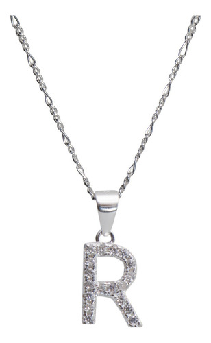 Dije +cadena 100% Plata Ley Letra Inicial Collar Amor Color Plateado R