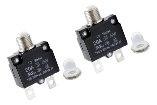 2x Disyuntor 20amp Botón Pulsador Reiniciable Montaje En
