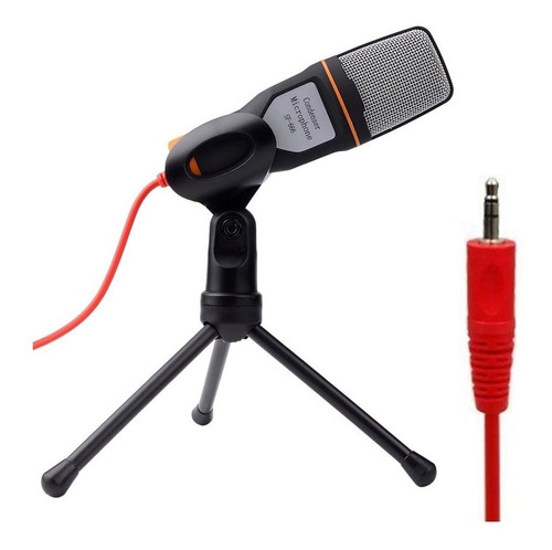 Imagen 1 de 6 de Micrófono Condensador Con Soporte Y Cable Auxiliar+adaptador