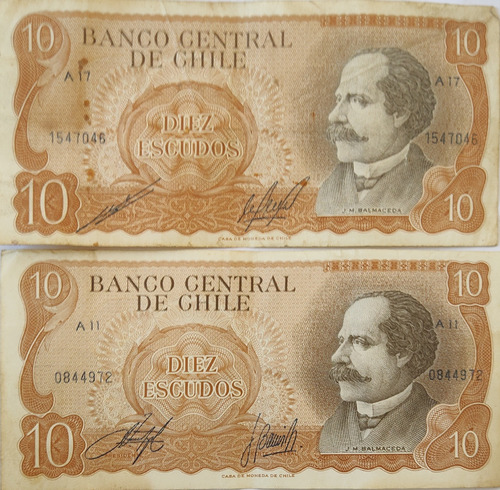 5 Billetes Chile Diferentes 1/2-5-10-50 Escudos (bb160