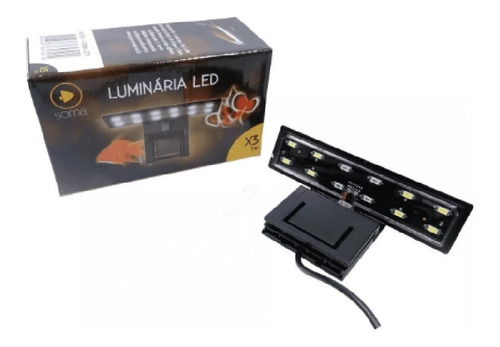 Luminária Soma X3 5w  Preto C/ Led Branco E Azul P/ Aquario