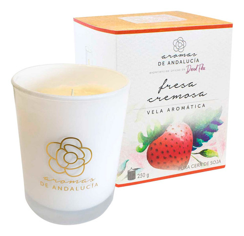 Vela De Aromaterapia Andalucia Fresa Cremosa 250 Grs Color Beige Liso