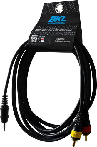 Cable Rca A Auxiliar 3.5mm Bkl Audio 3m Profesional