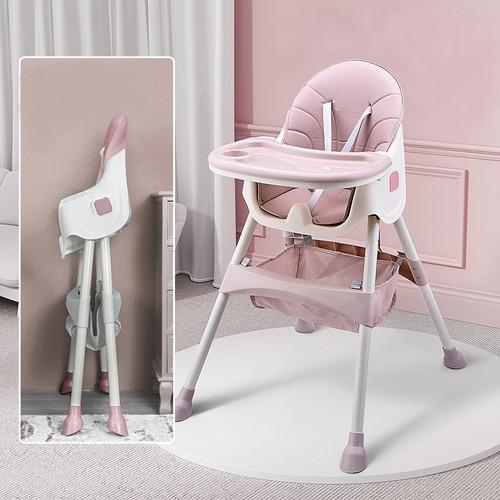 Silla De Comer Bebe 2 En 1 Plegable Baby Premium Color Rosa