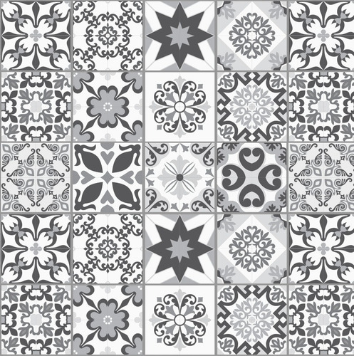 Vinilo Azulejo Mosaico Adhesivo 20x20 Piso X 10u Laminado Color 21. Bw Oporto