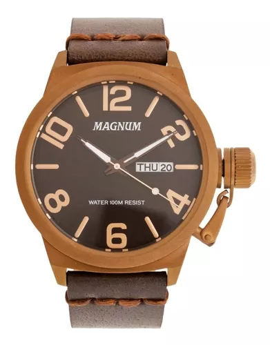 Relógio Masculino Magnum MA33399R Prova DAgua Pulseira em Couro