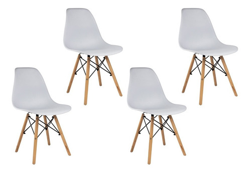 Kit 4 Cadeiras Charles Eames Eiffel Base Madeira Begônia