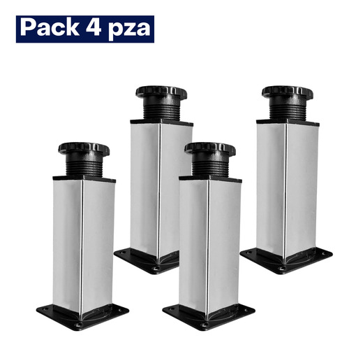 4 Patas Cuadradas Cromo 12 Cm Ajustables Para Muebles