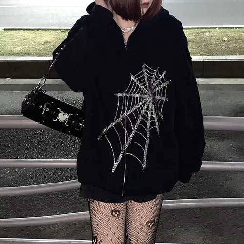 Mujer Otoño Moda Gothic Dark Flojo Estampado Casual Fu 3002 