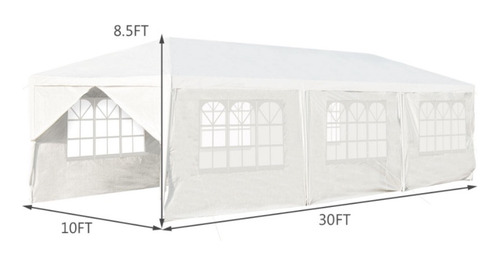 Toldo De 9x3 Mts Con Pared Carpa Fiestas Eventos Auto Blanco