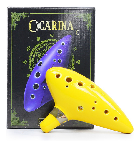 Flauta Ocarina Cerâmica Standard 12 Furos Em C Dó C/ Bag