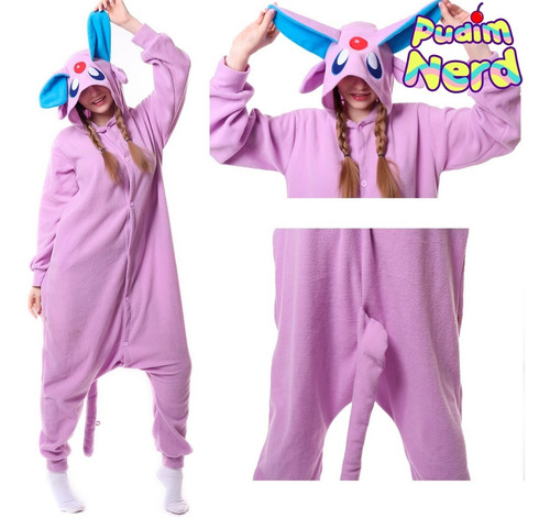Pokemon Espeon Pijama Cosplay Kigurumi - Pronta Entrega