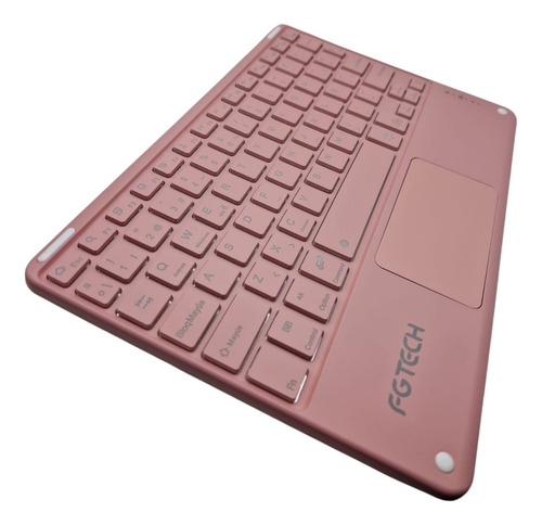 Teclado Inalambrico Bluetooth + Touchpad Retroiluminado Rgb Teclado Rosa claro Idioma Español Latinoamérica