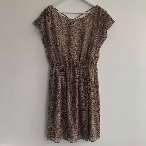 Alice + Olivia Vestido Café Animal Print Espalda Escotada