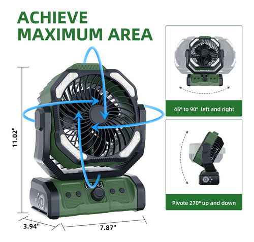 Smarttail Ventilador Portátil Camping Con Batería Y Linterna