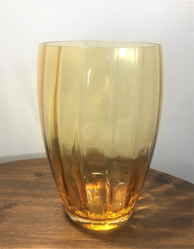 Vaso Andulado Ambar Murano Cristal Cadoro 26,5cm