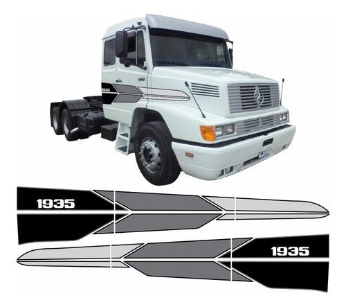 Kit Faixa Mercedes Benz Mb 1935 Adesivo Lateral Decarativos Cores Cinza