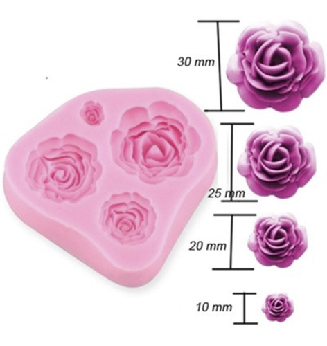 Molde De Silicone Flores Rosas Biscuit Pasta Americana