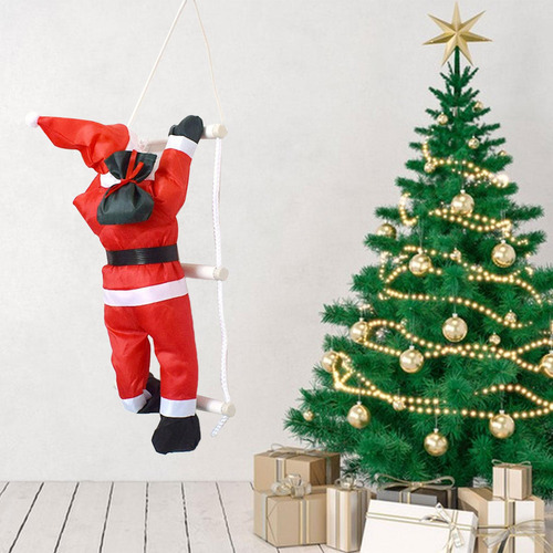 Colgante De Papá Noel Trepando Por Una Escalera 20cmx60cm