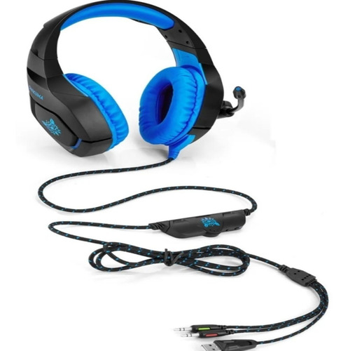 Audífonos gamer Onikuma K1-B black y blue con luz LED