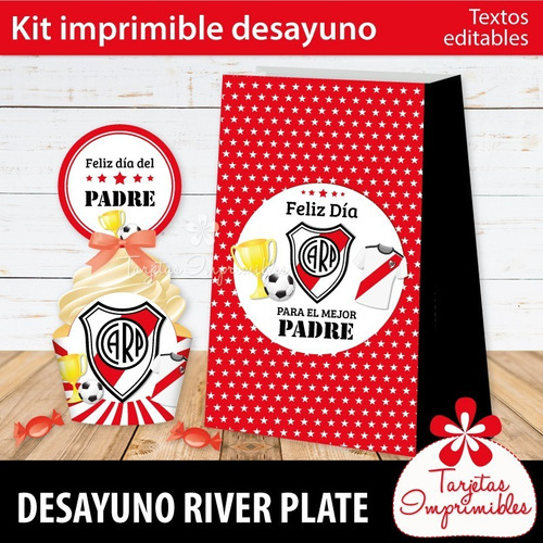 Kit Imprimible Desayuno Merienda Fútbol River Plate Editable