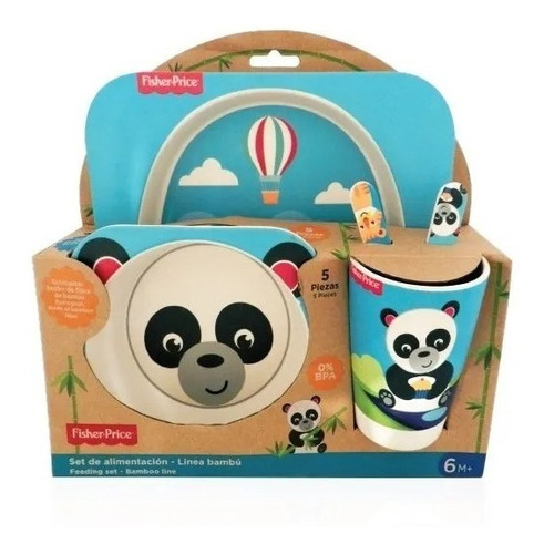 Set Alimentacion Bebe Bamboo Plato Vaso Fisher Price 5pz