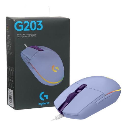 Mouse Gamer Logitech Rgb Lightsync G203 Lila - Gaming