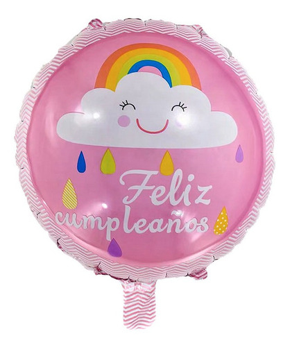 Globo Feliz Cumpleaños Arco Iris 45cm Inflado Con Helio