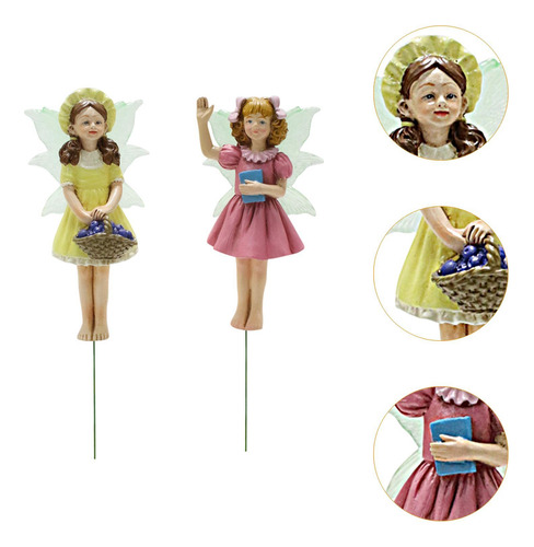 2 Piezas Mini Estatua De Hadas Garden Stakes Figuras De
