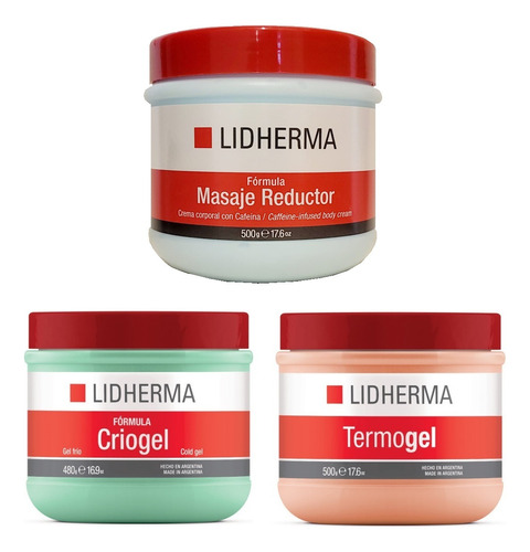 Kit Crema  Afirmante Reductor + Criogel + Termogel Lidherma 