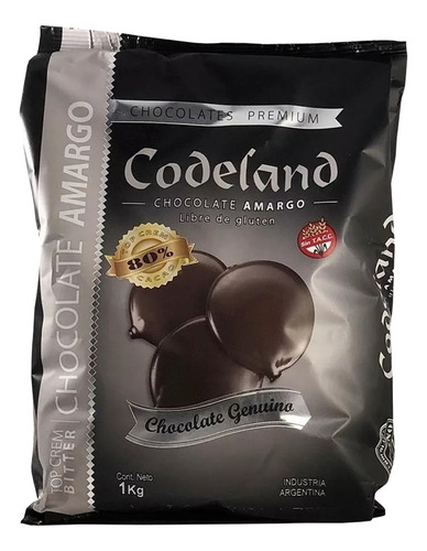 Chocolate Cobertura Codeland Amargo 80% X Kg Cotillon Sergio