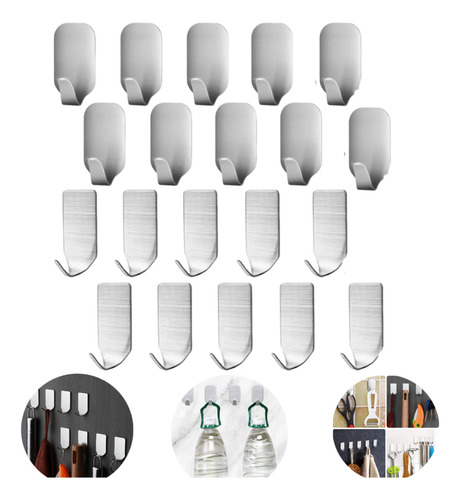 20 Pcs Ganchos Autoadhesivos De Pared Para Baño Toallero