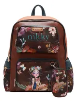 Comprar Mochila Grande Exclusiva Con Solapa, Bolsas Laterales Y Estuche Nikky By Nicole Lee Ss24