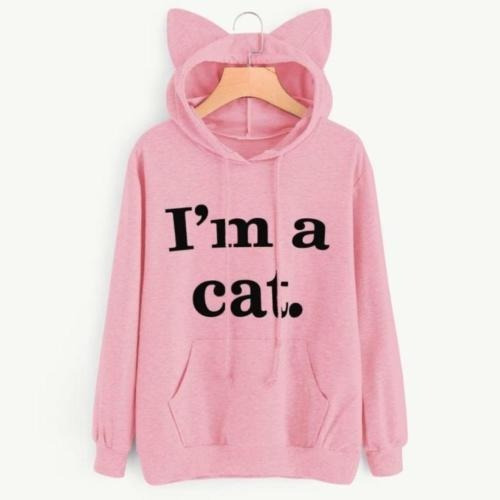 I'm A Cat Buzo Jumper Gato Orejas Capucha Pink 