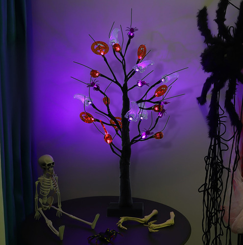 24 Luces Led Moradas For Árbol De Halloween, 20 Pulgadas, C