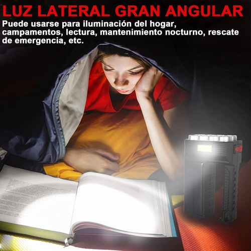 Lampara Táctica 15000 Lm 8led+cob Recargable Solar Usb