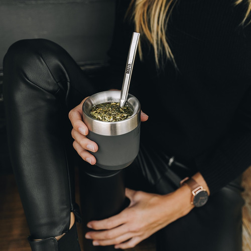 Imagen 9 de 10 de Mate Ds Line + Bombilla Acero Inoxidable + Tambo Yerbero