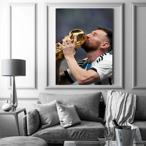 Cuadro Leo Messi 60x90 Argentina Campeón Copa Del Mundo