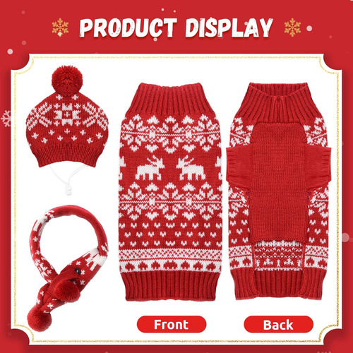 Conjunto De 3 Piezas De Traje Navideño Para Perros, Suéter N