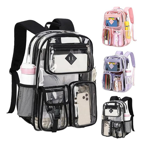 Mochila Transparente, Mochila Escolare Para Jóvenes Y Niños Color Negro