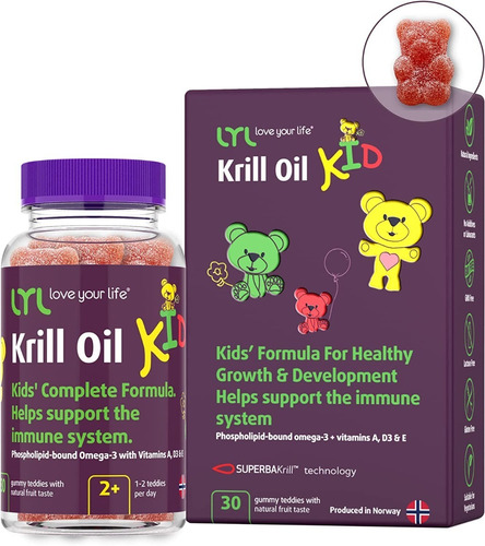 Krill Kids Gomitas Vit D3 , Vit E, Vit A Y Fosfolípidos