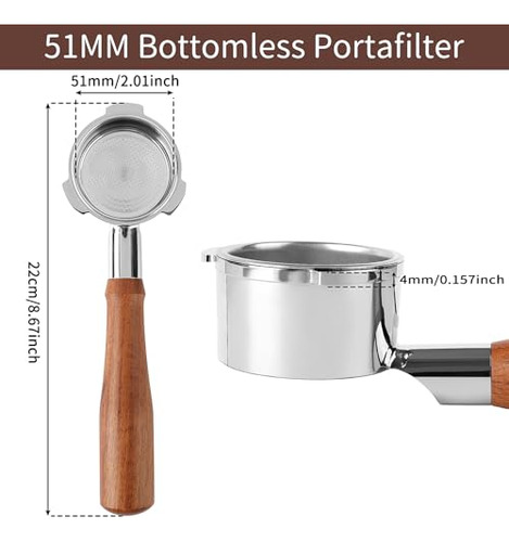 Portafiltro Sin Fondo De 51 Mm Compatible Con La Máquina De