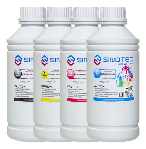 Kit 4 Tinta Sublimación Cmyk Sinotec Dx5 Dx7 Xp600 Lancero