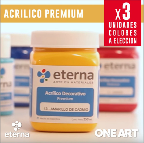 Acrilico Decorativo Premium Eterna 250ml X3