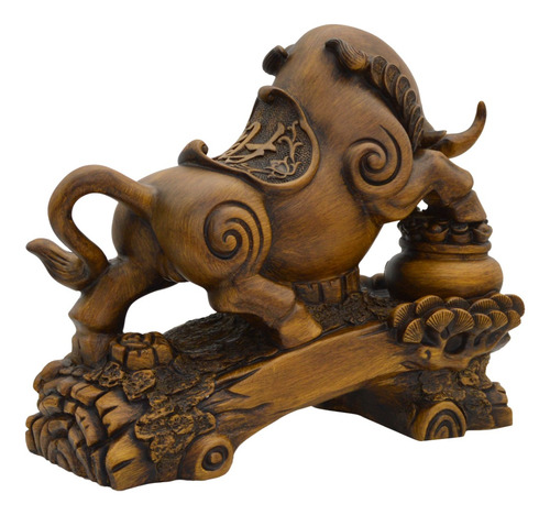 Figura Decorativa Toro Buey De La Suerte Riqueza De Resina