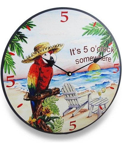 Things2die4 It's Five O'clock Somewhere - Reloj De Pared Con