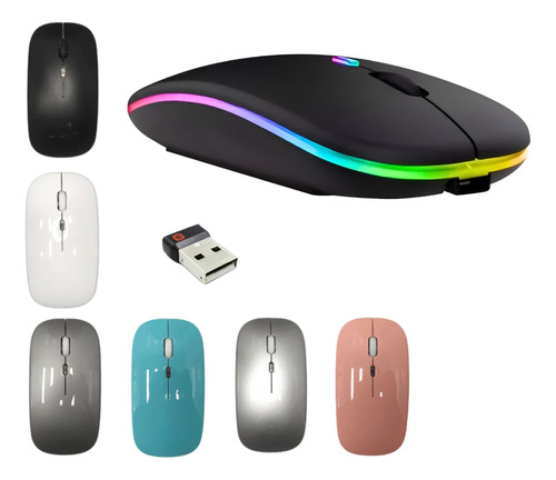 Mouse Wireless Com Led Rgb Ergonômico Bateria Longa Duração